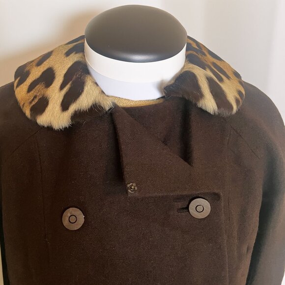 Vintage Genuine Ocelot Fur Collared Jacket with Matching Fur Top - Picture 3 of 16